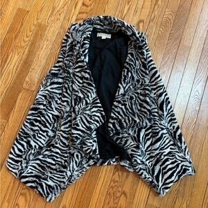 Michael Kors Faux Rabbit Fur Vest Sleeveless Jacket Cardigan zebra